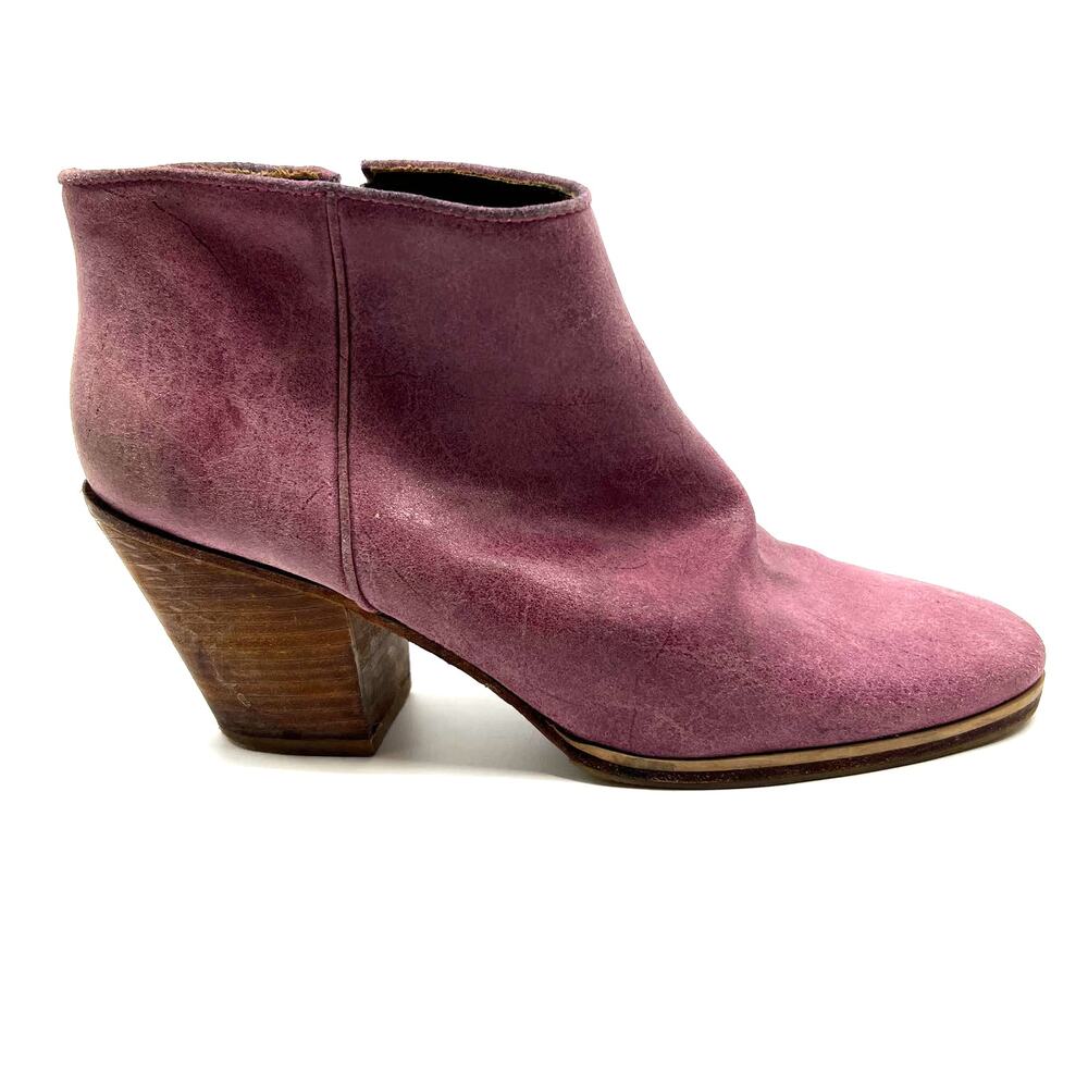Rachel Comey Mars Pink Purple Leather Distressed Ankle Boots Booties Size 8.5